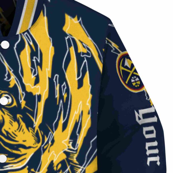 custom denver nuggets fishing passion blue white jacket premium grade