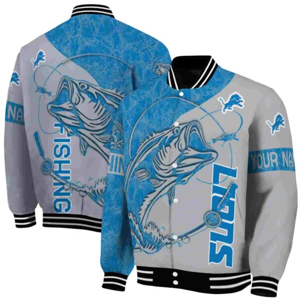 custom detroit lions fishing rod silver jacket fashion forward
