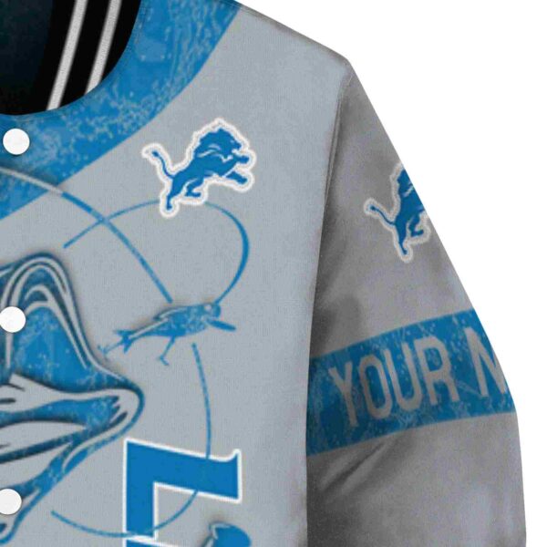 custom detroit lions fishing rod silver jacket premium grade
