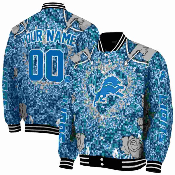 custom detroit lions heart explosion blue jacket fashion forward
