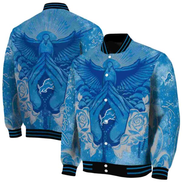 custom detroit lions praying hands blue jacket fashion forward