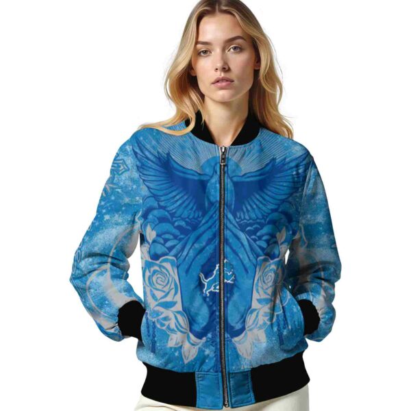 custom detroit lions praying hands blue jacket latest model
