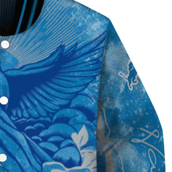 custom detroit lions praying hands blue jacket premium grade