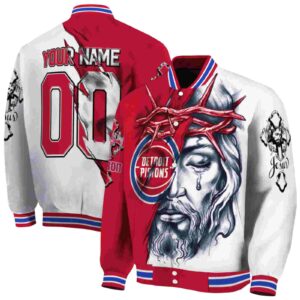 custom detroit pistons jesus tears red white jacket fashion forward