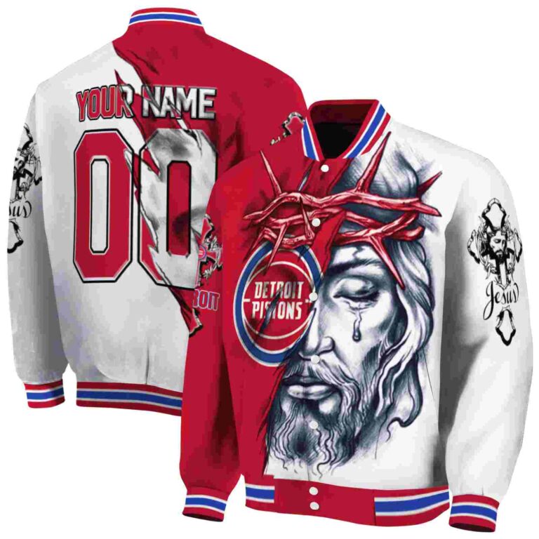 custom detroit pistons jesus tears red white jacket fashion forward