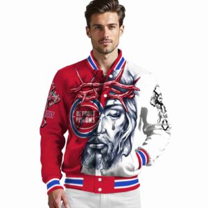 custom detroit pistons jesus tears red white jacket high quality