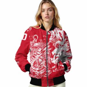 custom detroit red wings fishing art red jacket latest model