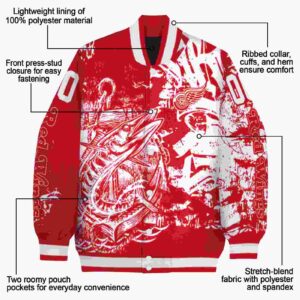 custom detroit red wings fishing art red jacket new arrival