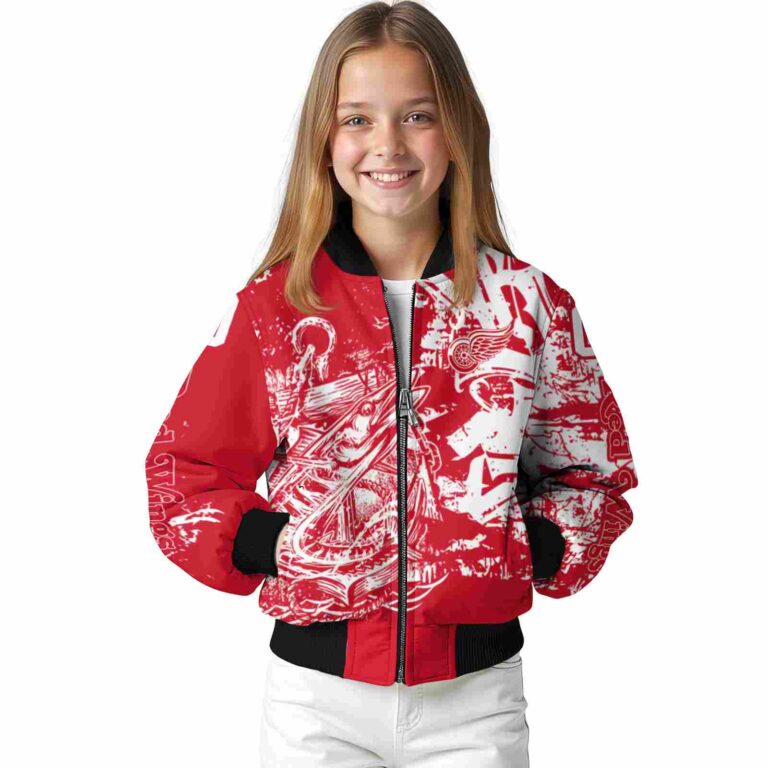 custom detroit red wings fishing art red jacket top rated