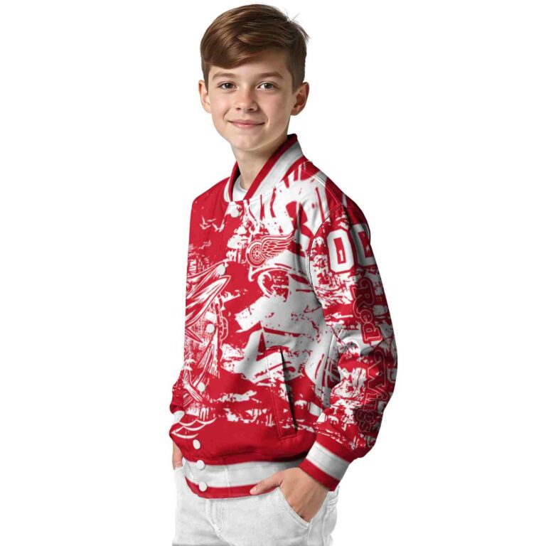 custom detroit red wings fishing art red jacket trendy