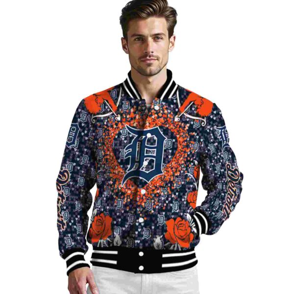 custom detroit tigers heart explosion navy jacket high quality