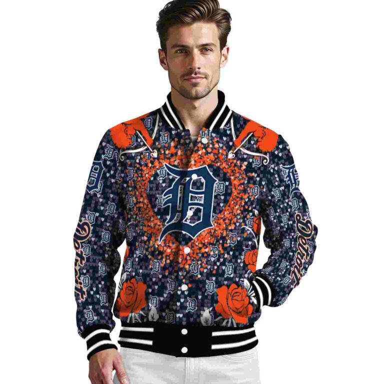 custom detroit tigers heart explosion navy jacket high quality