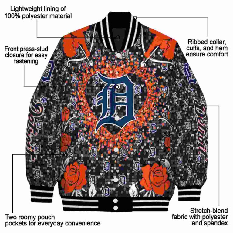 custom detroit tigers heart explosion navy jacket new arrival
