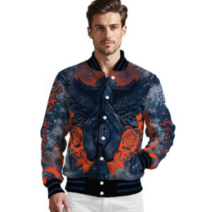 custom detroit tigers praying hands navy jacket high quality
