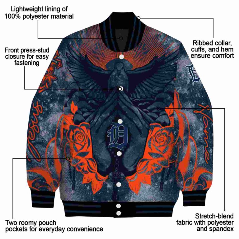 custom detroit tigers praying hands navy jacket new arrival