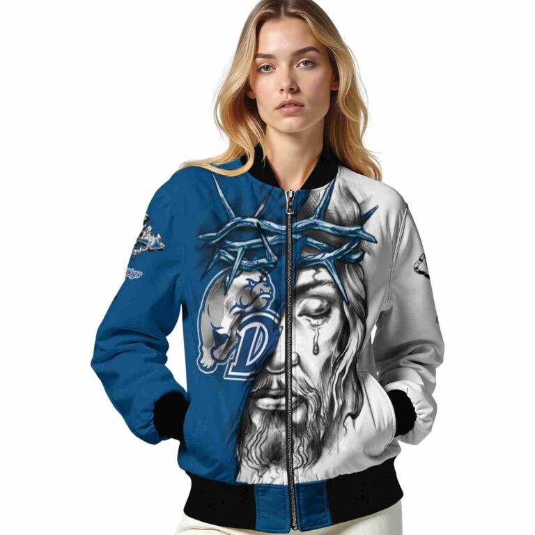 custom drake bulldogs jesus tears blue white jacket latest model