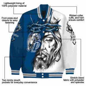 custom drake bulldogs jesus tears blue white jacket new arrival
