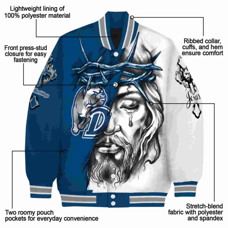 custom drake bulldogs jesus tears blue white jacket new arrival