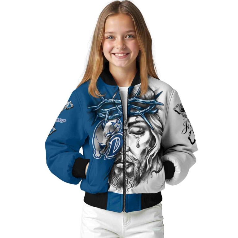 custom drake bulldogs jesus tears blue white jacket top rated
