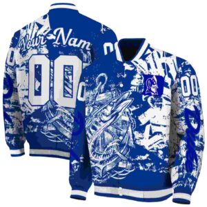 custom duke blue devils fishing art blue jacket fashion forward