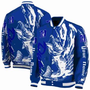 custom duke blue devils fishing passion blue white jacket fashion forward