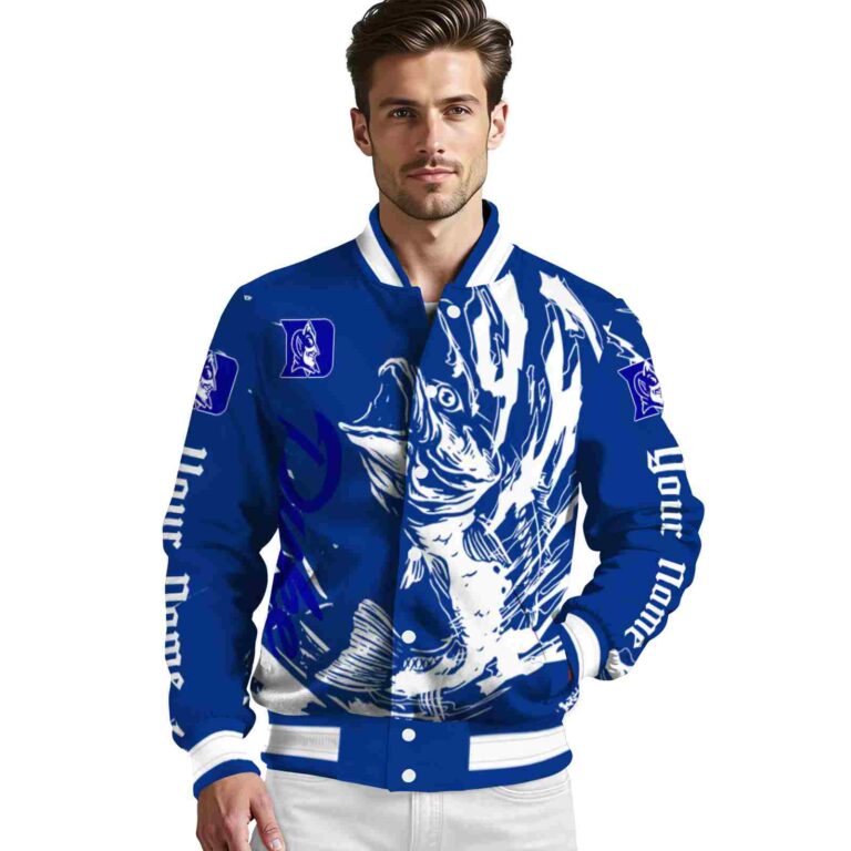 custom duke blue devils fishing passion blue white jacket high quality