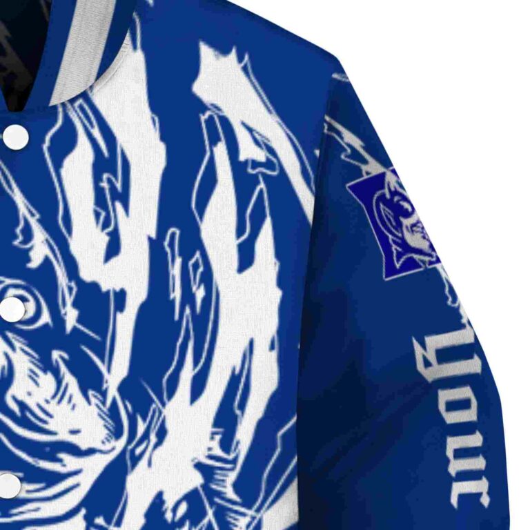 custom duke blue devils fishing passion blue white jacket premium grade