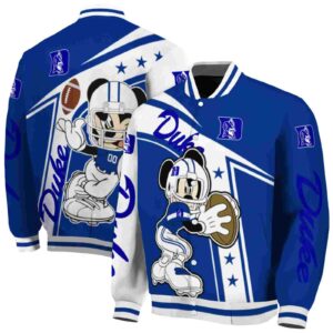 custom duke blue devils mickey football blue white jacket fashion forward