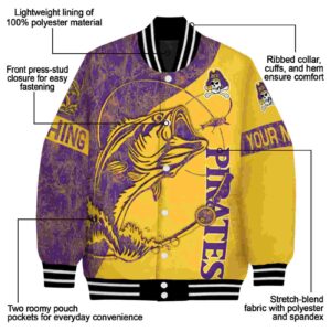 custom east carolina pirates fishing rod gold jacket new arrival
