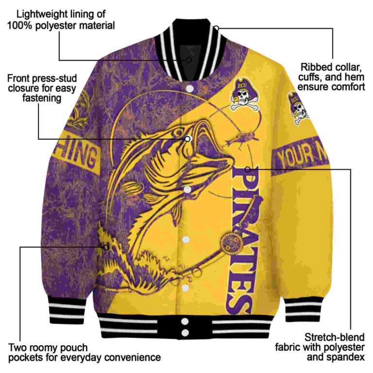 custom east carolina pirates fishing rod gold jacket new arrival