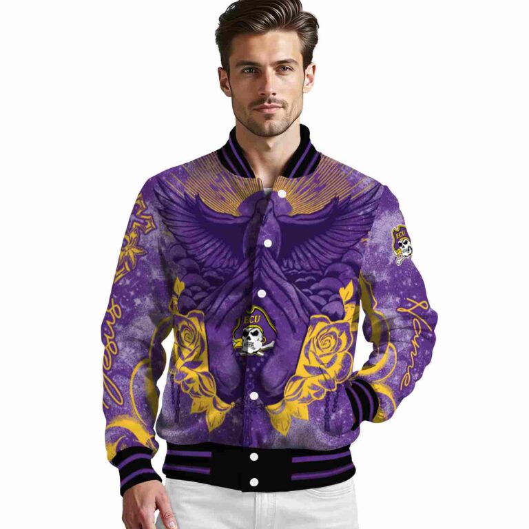 custom east carolina pirates praying hands purple jacket high quality
