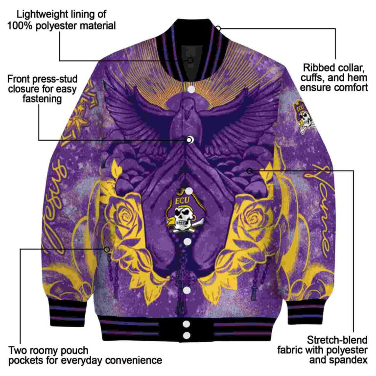 custom east carolina pirates praying hands purple jacket new arrival