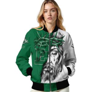 custom eastern michigan eagles jesus tears green white jacket latest model