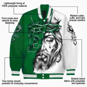 custom eastern michigan eagles jesus tears green white jacket new arrival
