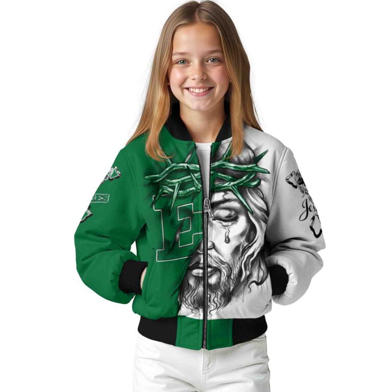 custom eastern michigan eagles jesus tears green white jacket top rated