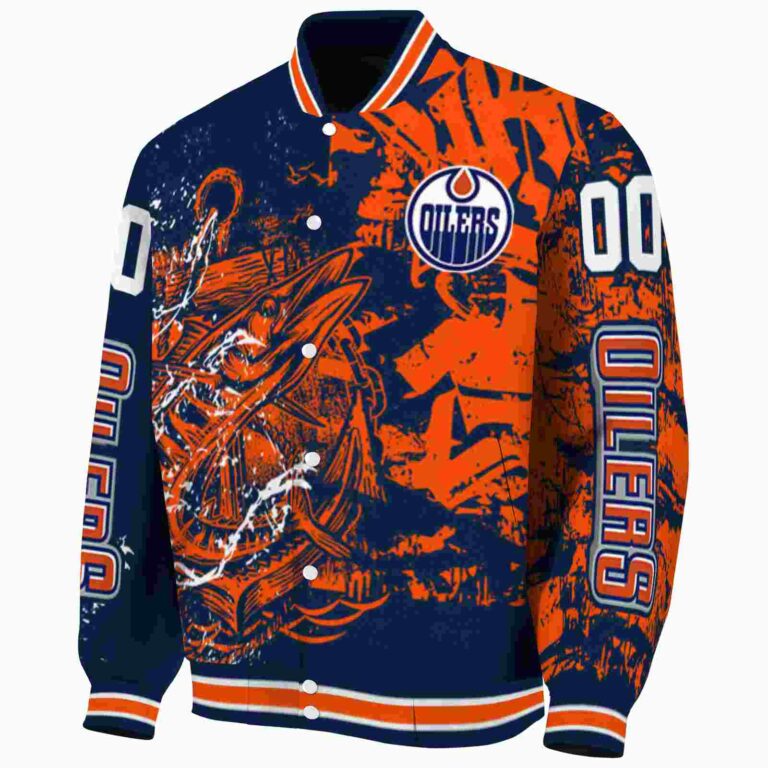 custom edmonton oilers fishing art blue jacket best selling