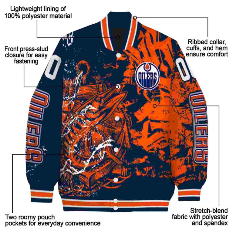 custom edmonton oilers fishing art blue jacket new arrival