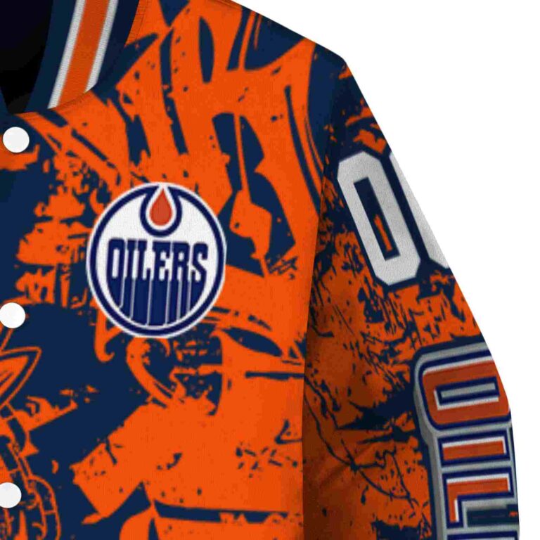 custom edmonton oilers fishing art blue jacket premium grade