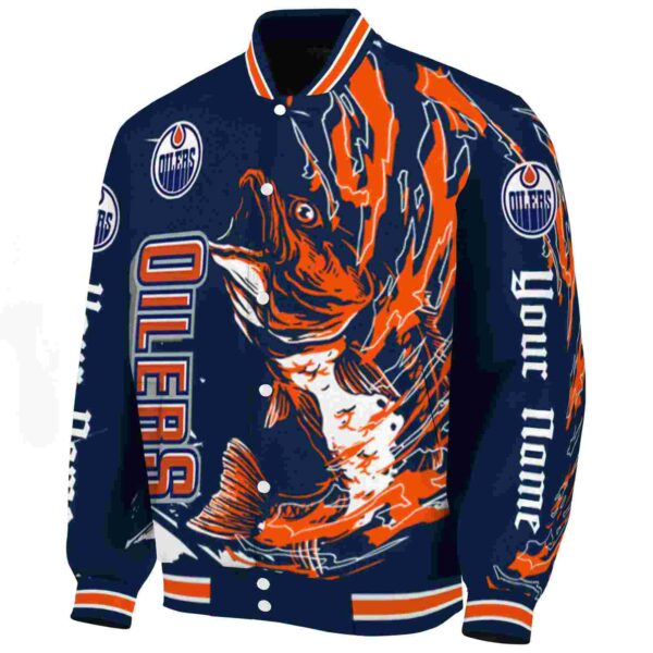custom edmonton oilers fishing passion blue white jacket best selling