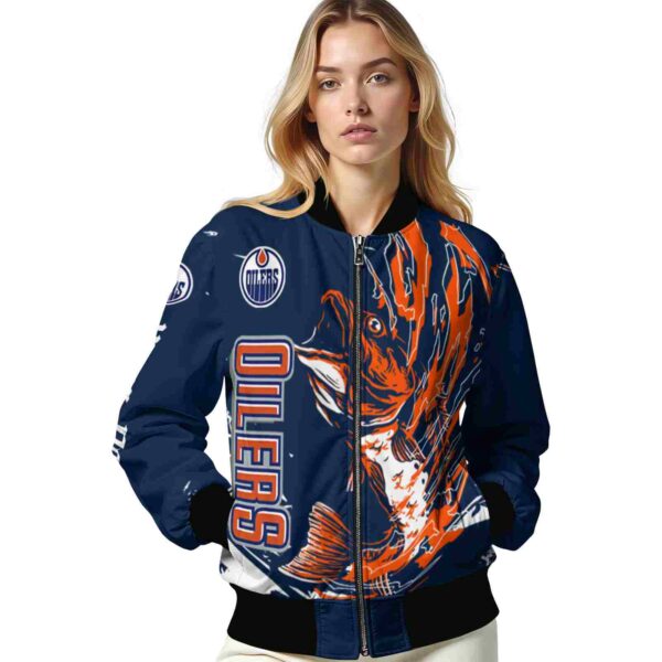 custom edmonton oilers fishing passion blue white jacket latest model