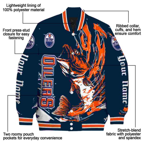 custom edmonton oilers fishing passion blue white jacket new arrival