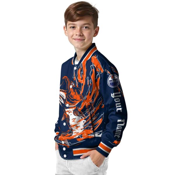custom edmonton oilers fishing passion blue white jacket trendy