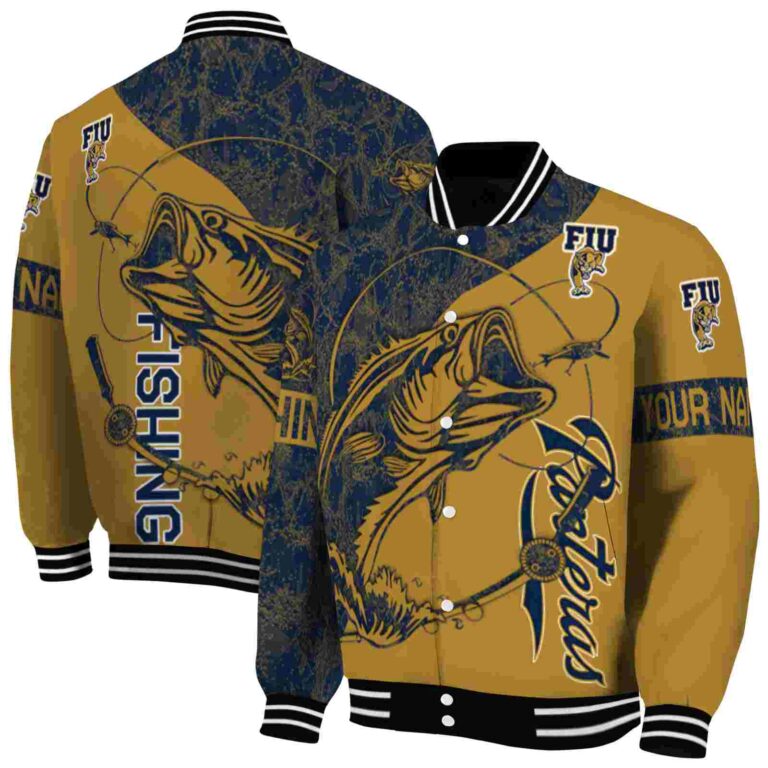 custom fiu panthers fishing rod gold jacket fashion forward