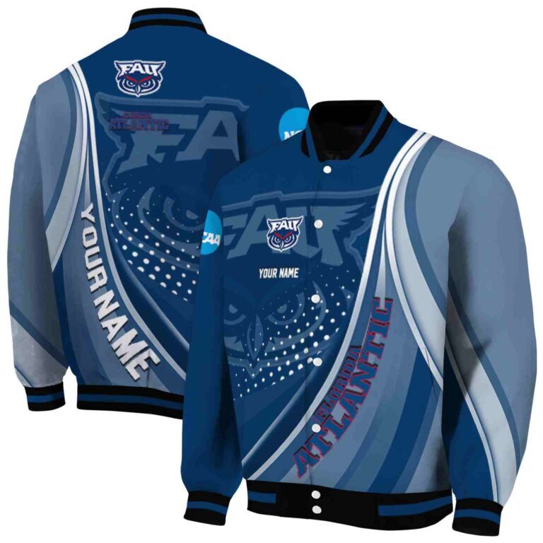 custom florida atlantic owls wave patterns blue jacket fashion forward