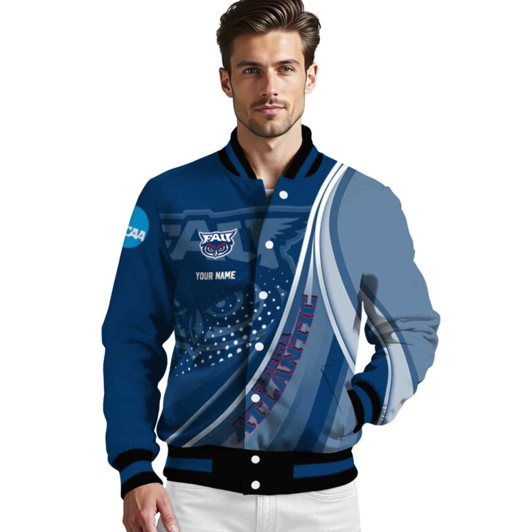 custom florida atlantic owls wave patterns blue jacket high quality