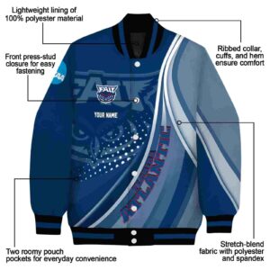 custom florida atlantic owls wave patterns blue jacket new arrival