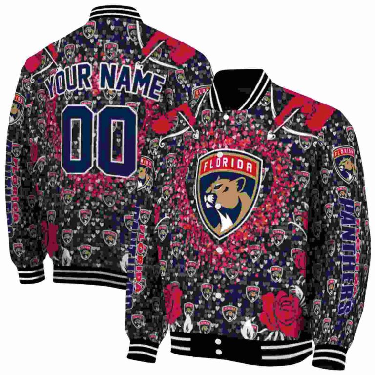custom florida panthers heart explosion red jacket fashion forward