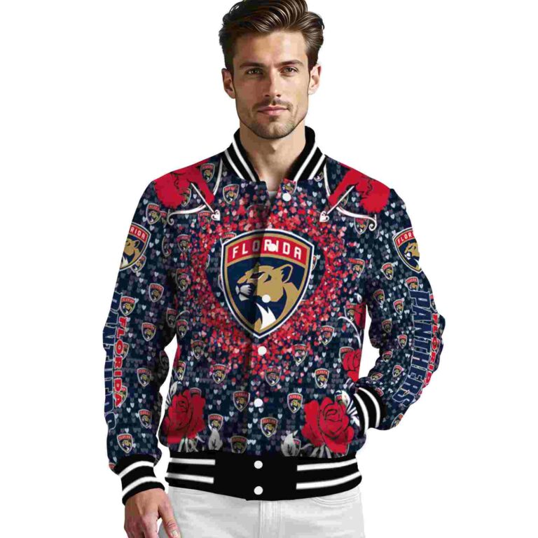 custom florida panthers heart explosion red jacket high quality