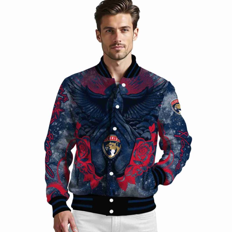 custom florida panthers praying hands red jacket high quality