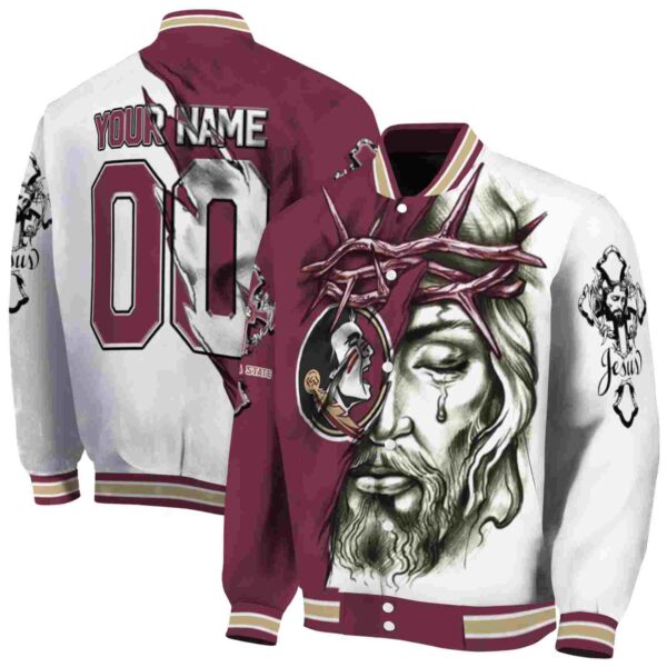 custom florida state seminoles jesus tears garnet white jacket fashion forward